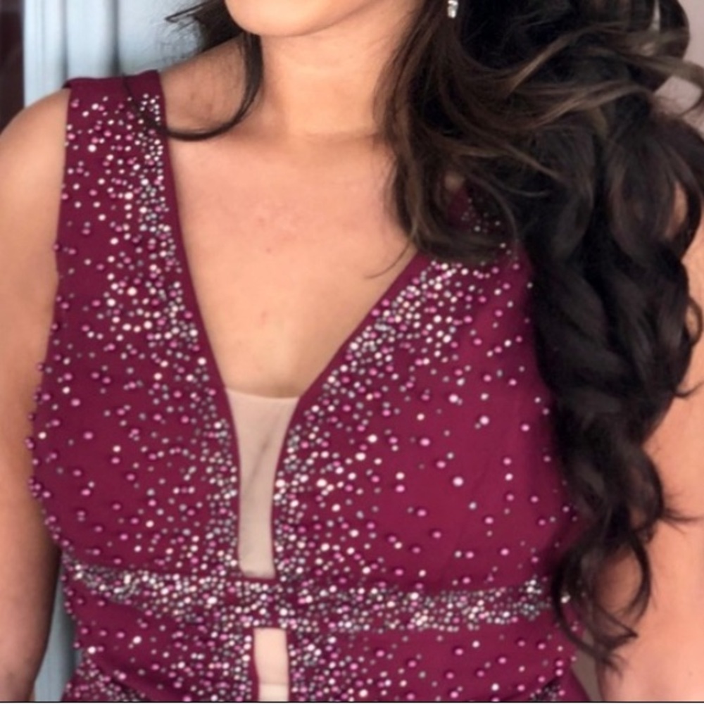 Elegant Burgundy Evening Gown